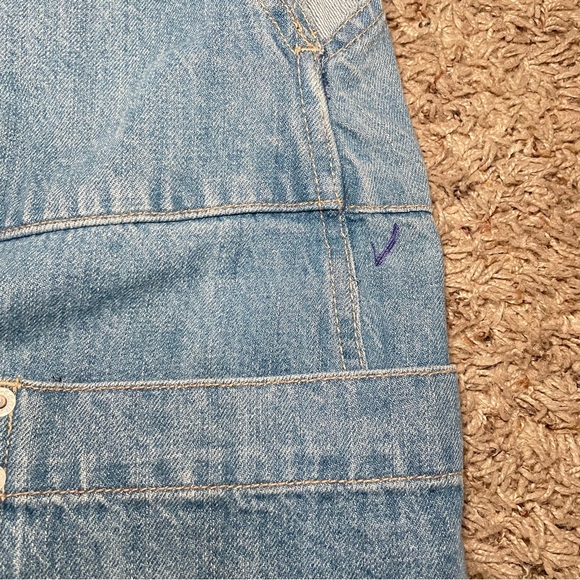 Free People We The Free Set It Off Long Shortalls Medium Wash Denim Sz Small - Picture 13 of 13